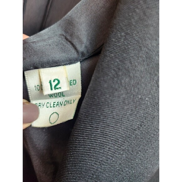 Austin Reed Womens Black Worsted Wool Blazer Sz 12 Lined One Button Some Wear - Picture 6 of 12